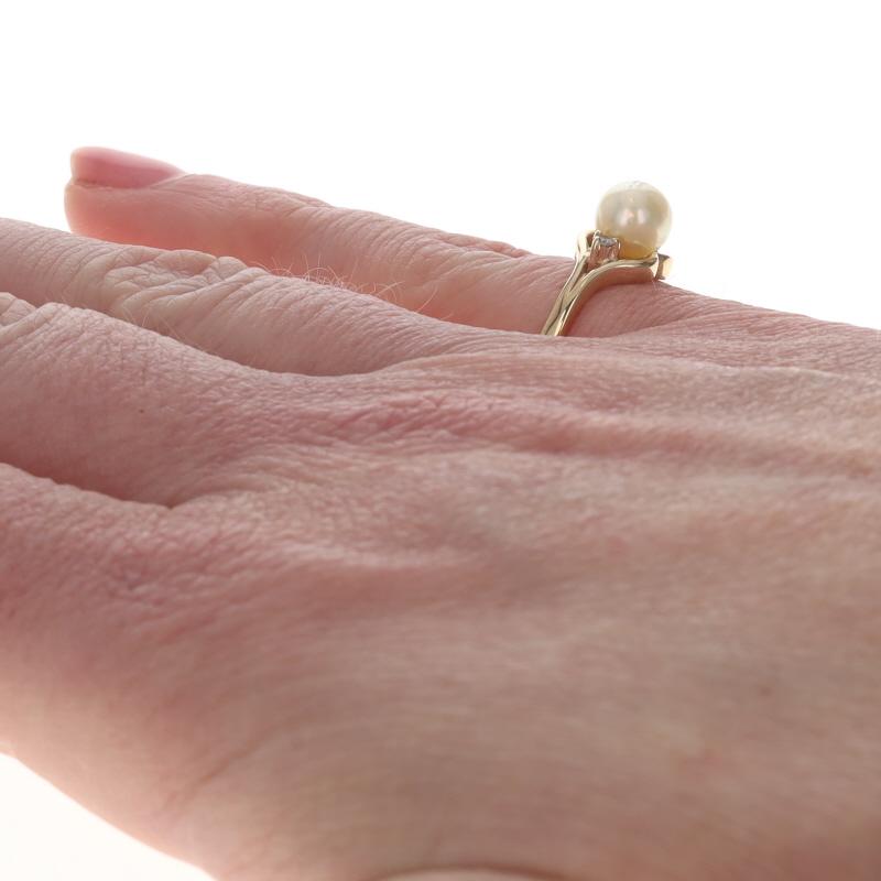 Bague en or jaune avec perles et diamants - 14k Pour femmes en vente