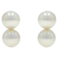 Yellow Gold Pearl Drop Earrings - 10k Pierced