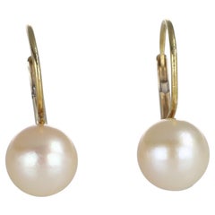 Yellow Gold Pearl Earrings