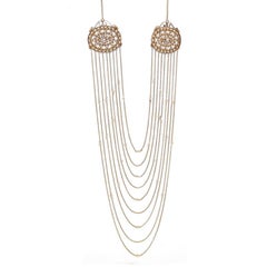 Yellow Gold Pearl Edwardian Nine-Strand Necklace 15 3/4" - 14k Antique Chain