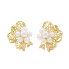 Orecchini con perla in oro giallo - Orecchini a vite con regolazione a 18k