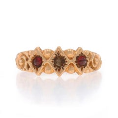 Yellow Gold Pearl Garnet Victorian Baby Ring - 10k Midi Antique Child's Sz 1/2