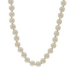 Yellow Gold Pearl Knotted Strand Necklace 20" - 14k