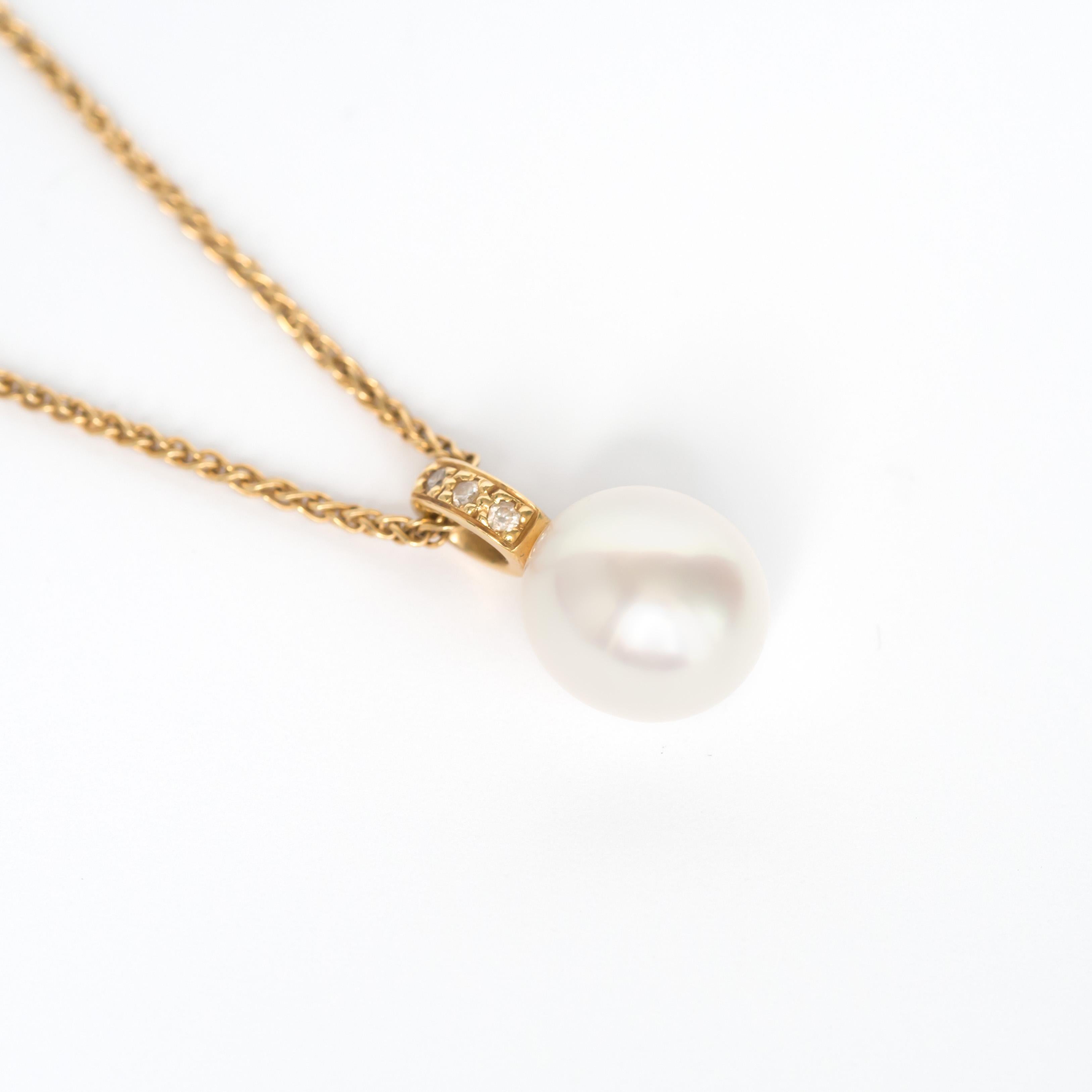 Yellow Gold Pearl Necklace In Good Condition For Sale In Atlanta, GA