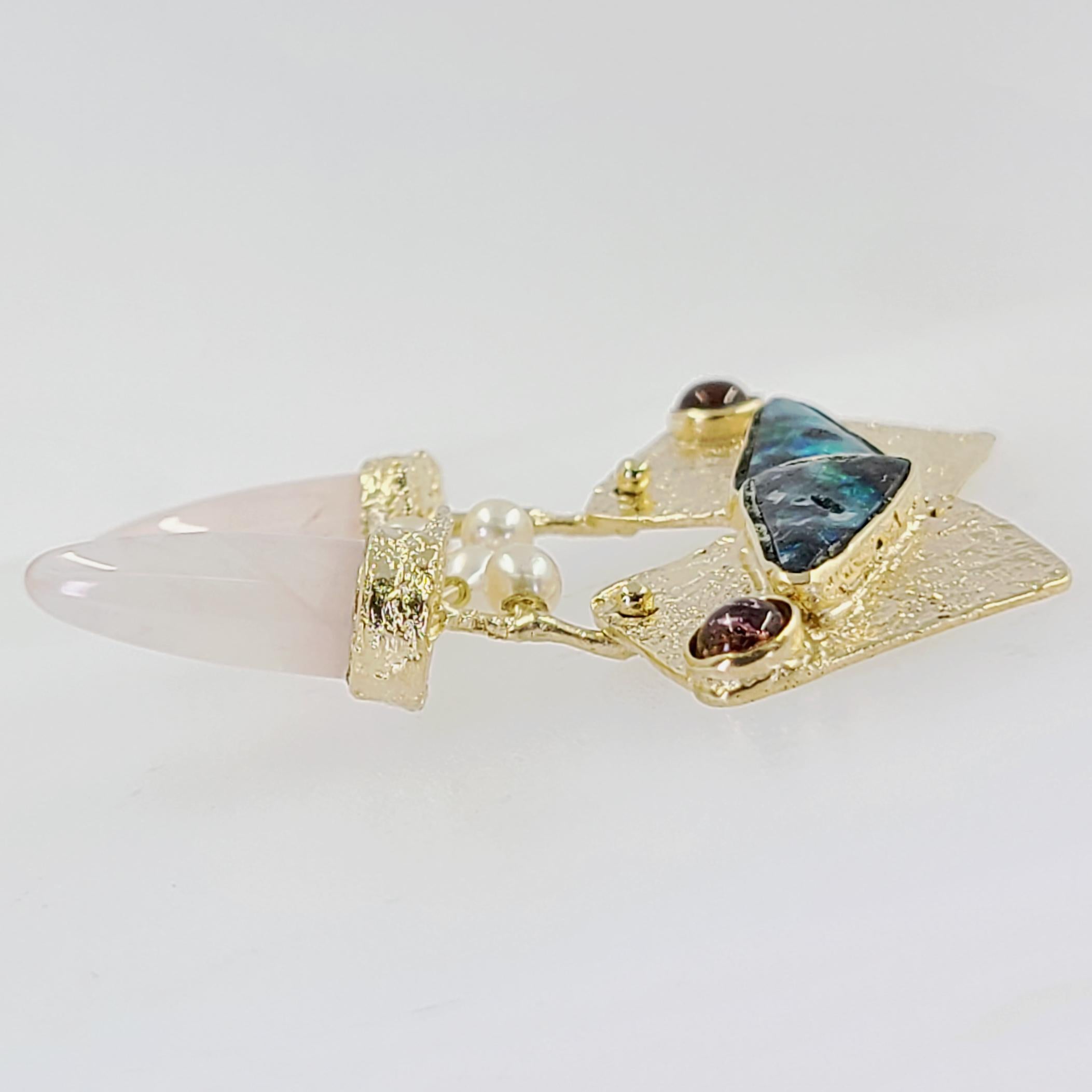 rose gold opal drop earrings
