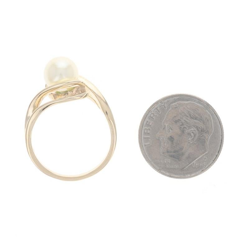 Yellow Gold Pearl Solitaire Bypass Ring - 14k For Sale 1