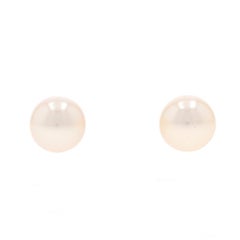Yellow Gold Pearl Stud Earrings - 14k Pierced