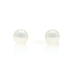 Yellow Gold Pearl Stud Earrings - 14k Pierced