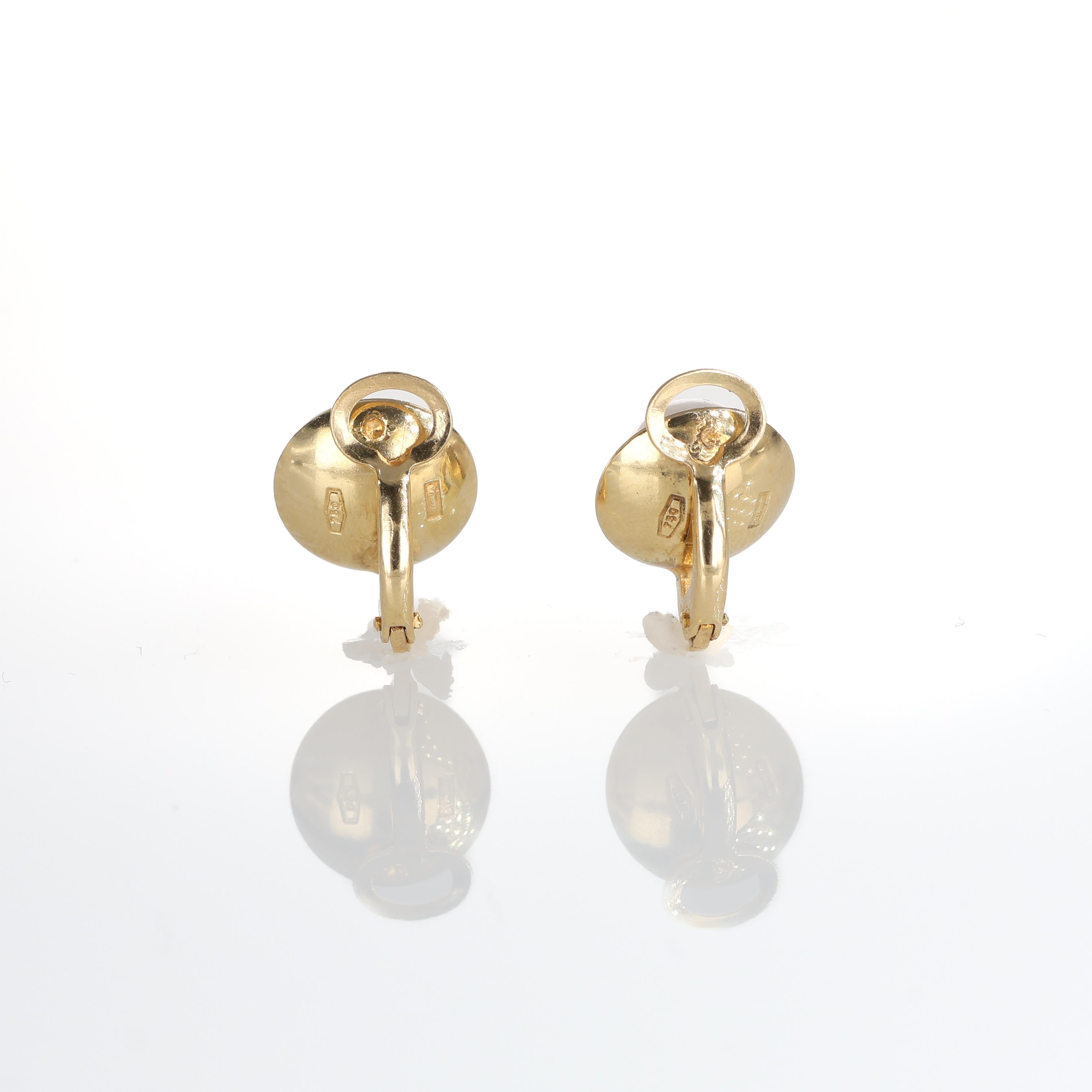 Brilliant Cut Yellow Gold Pearl Stud Earrings For Sale