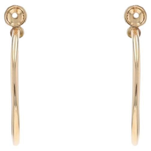 Yellow Gold Pearl Stud Hoop Earring Enhancers - 14k Jackets