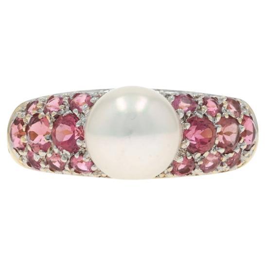 Gelbgold Perle Turmalin Ring - 14k 1.32ctw im Angebot