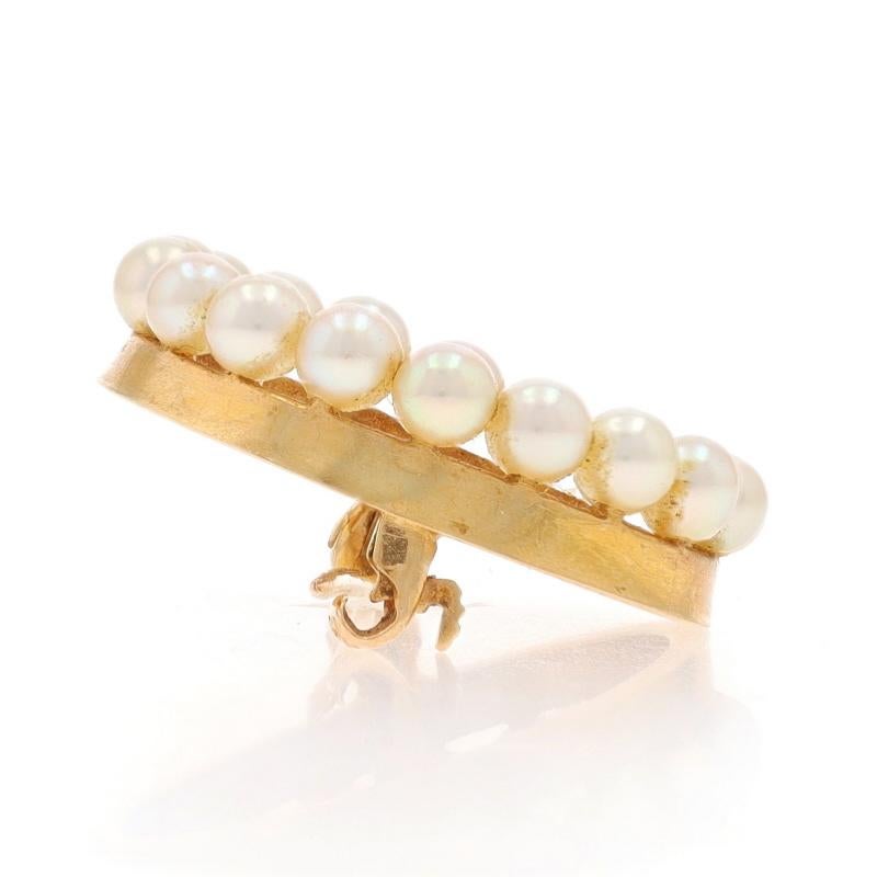 Round Cut Yellow Gold Pearls Circle Brooch 14k Round Pin For Sale