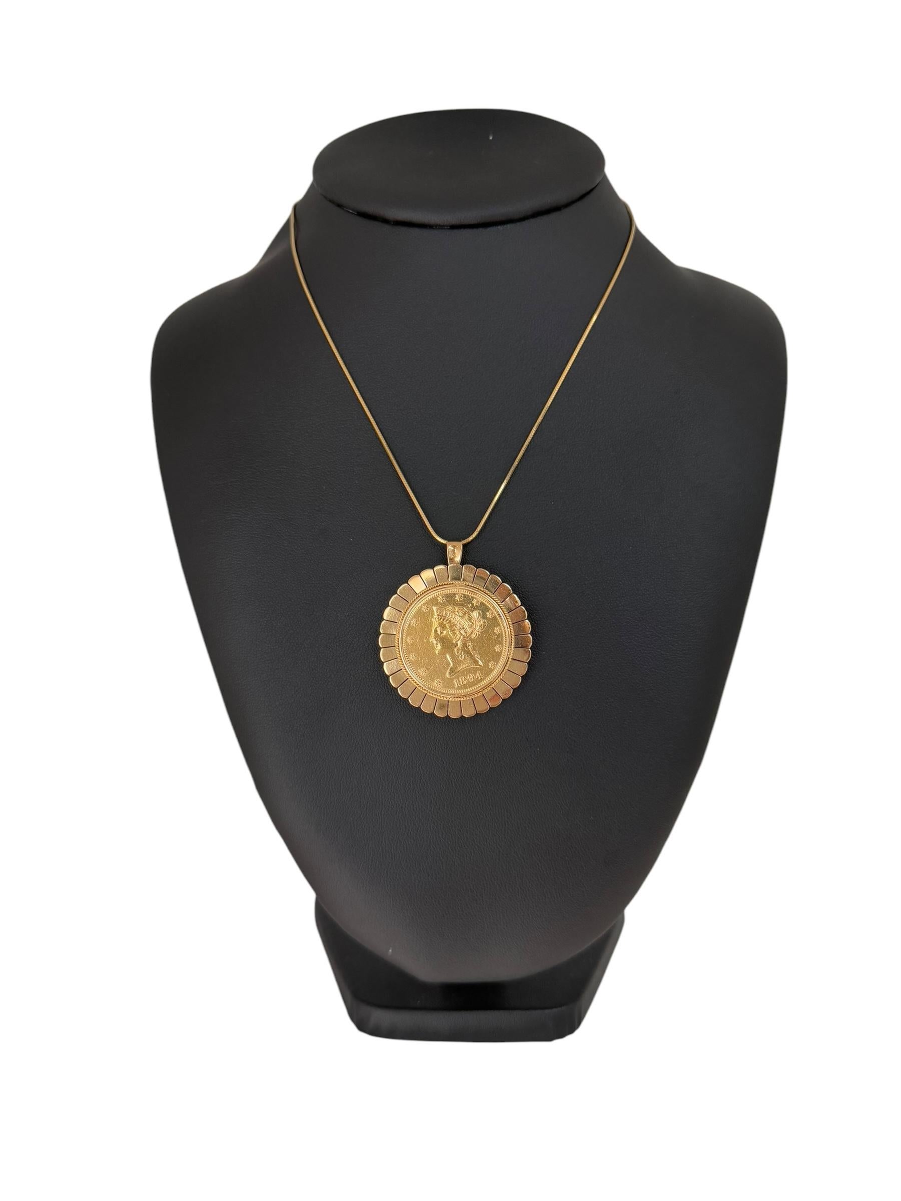 Yellow Gold Pendant and Brooche with Ten Dollars Coin For Sale 6