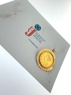 Yellow Gold Pendant and Brooche with Ten Dollars Coin