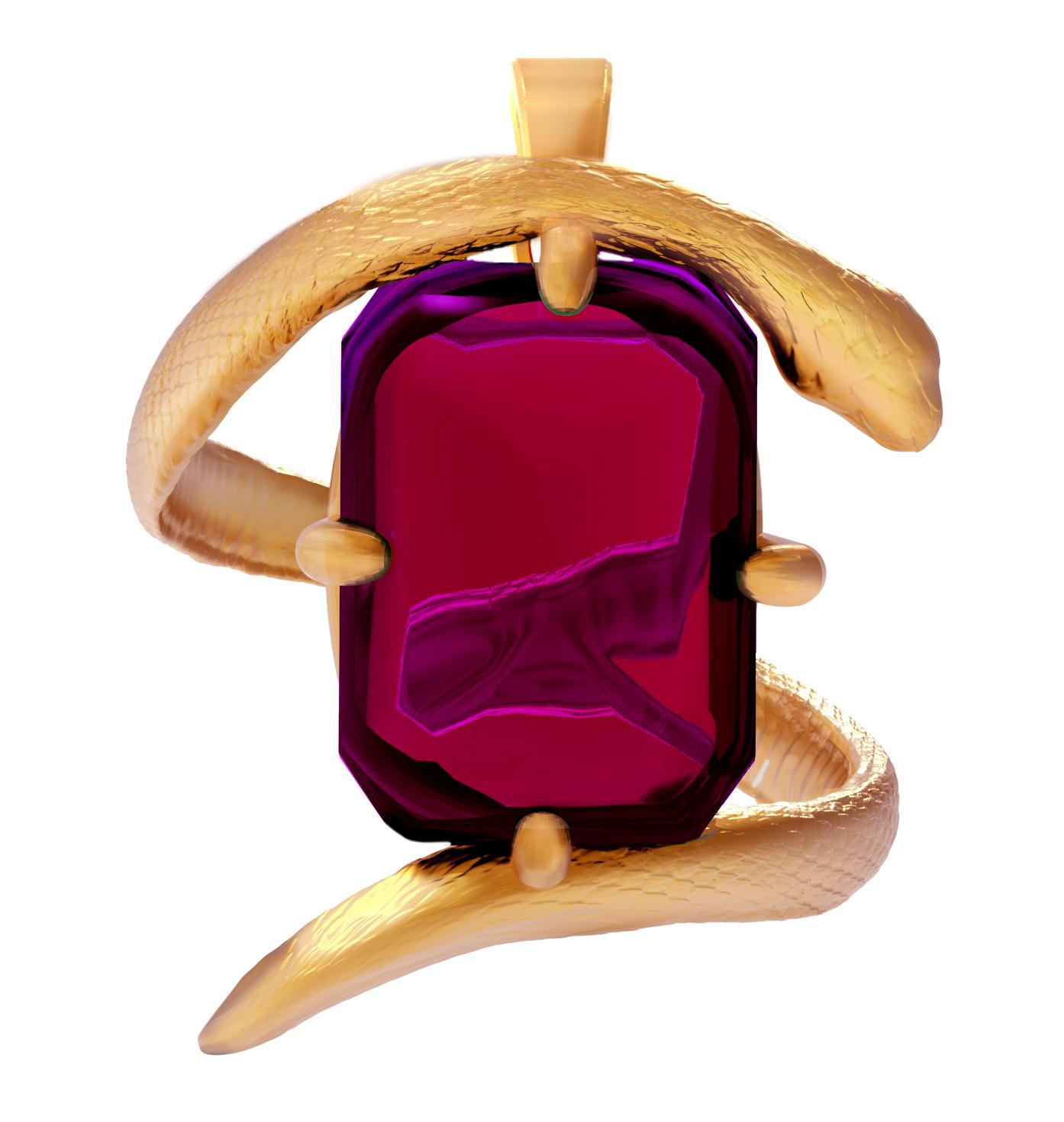 Octagon Cut Yellow Gold Pendant Necklace with Natural Raspberry Pink Tourmaline For Sale