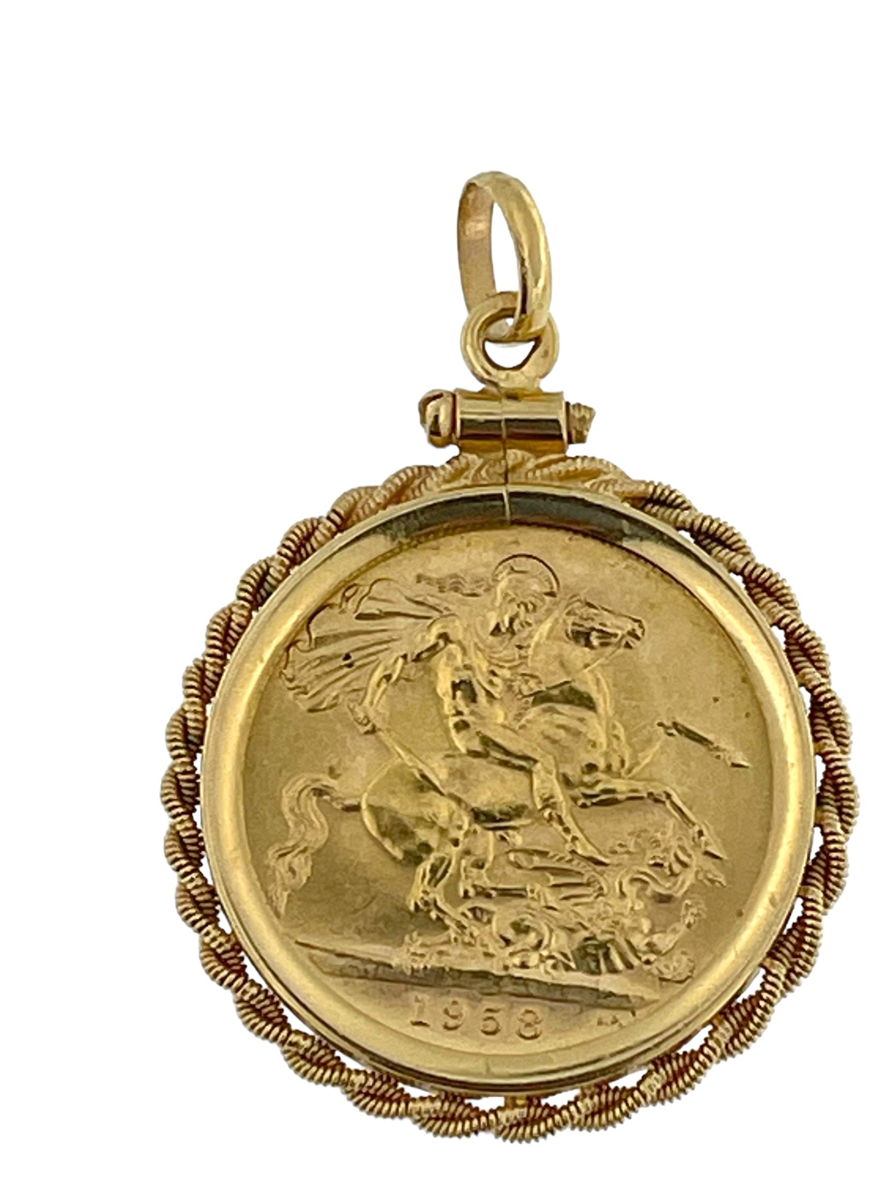 queen elizabeth gold coin pendant
