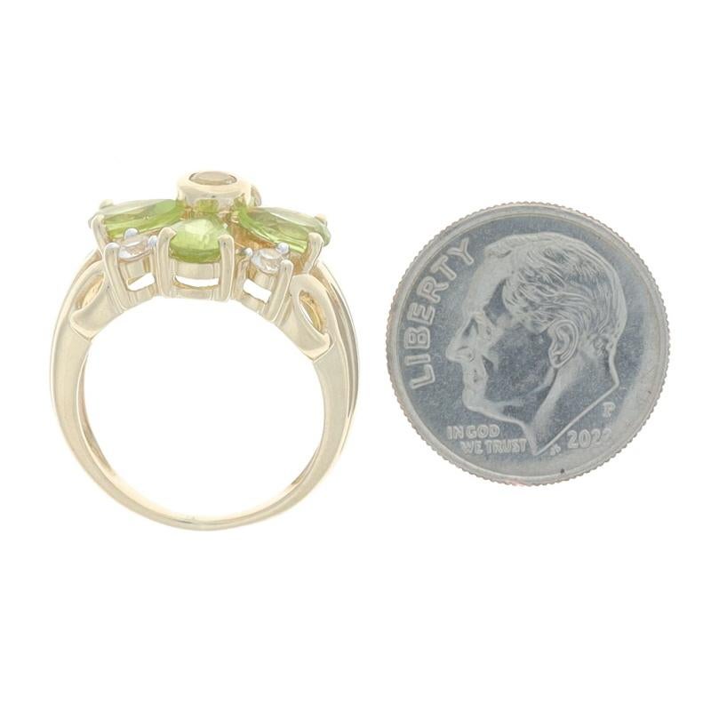 Women's Yellow Gold Peridot Citrine White Topaz Cluster Cocktail Ring - 14k Pear 2.23ctw