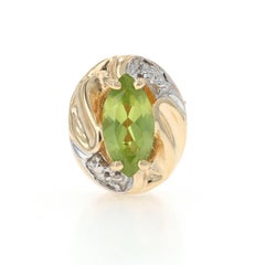 Yellow Gold Peridot Diamond Slide Charm Slide Charm - 14k Marquise 3.00ct
