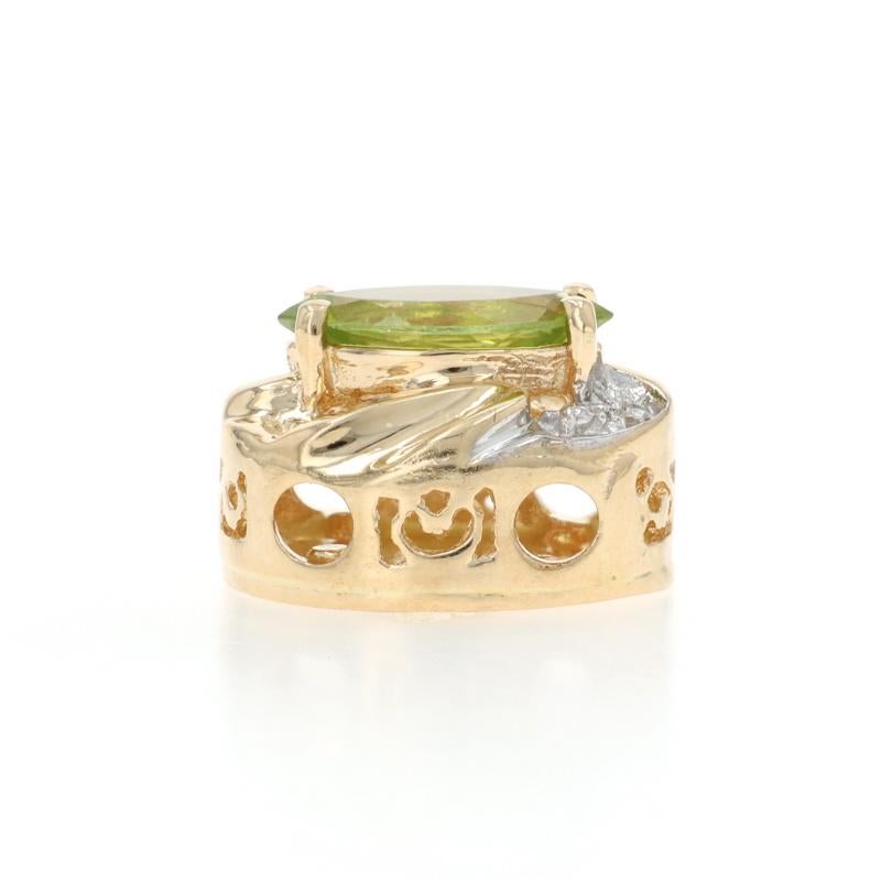 Marquise Cut Yellow Gold Peridot Diamond Slide Charm Slide Charm - 14k Marquise 3.00ct For Sale