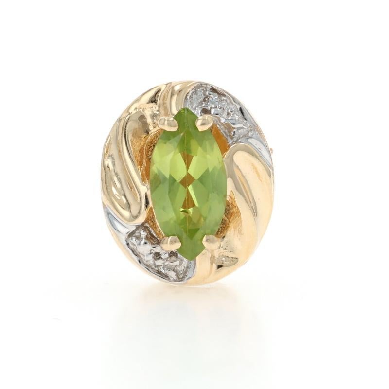 Yellow Gold Peridot Diamond Slide Charm Slide Charm - 14k Marquise 3.00ct For Sale