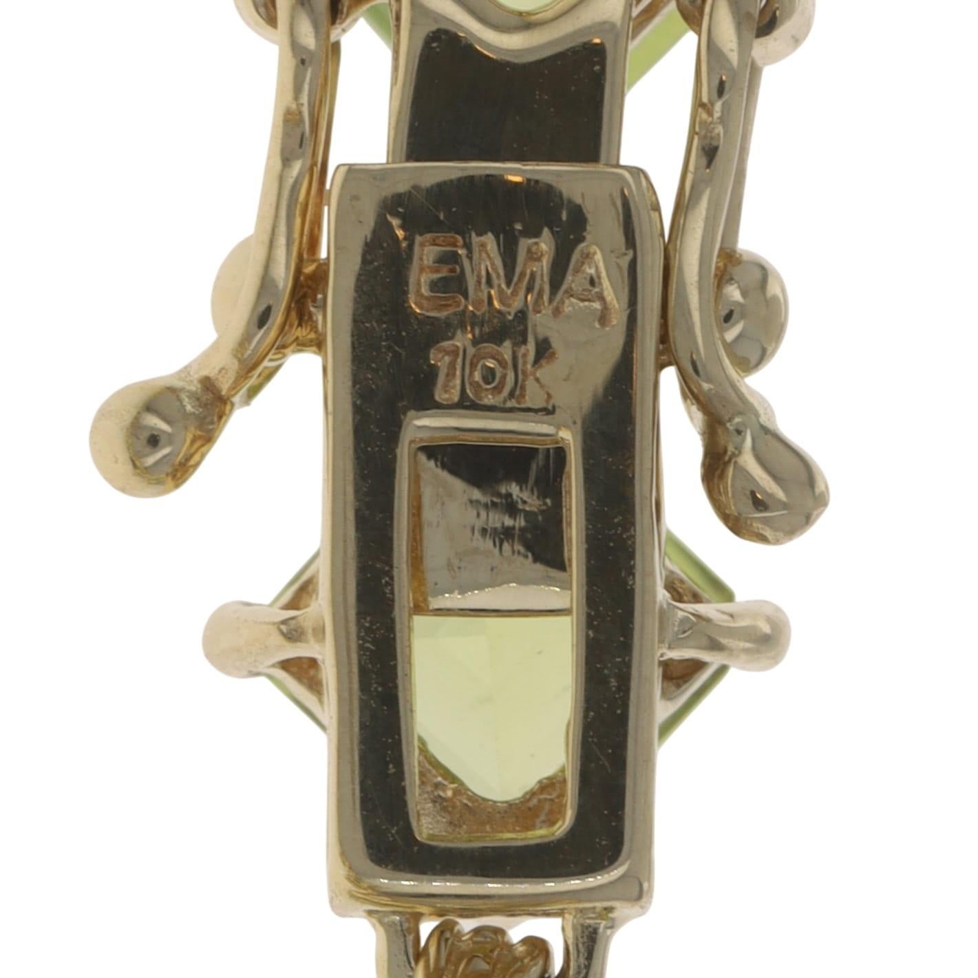 Bracelet de tennis en or jaune avec péridot - 10k Square 13.00ctw en vente 1