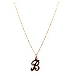 Yellow gold personalised B letter initial necklace