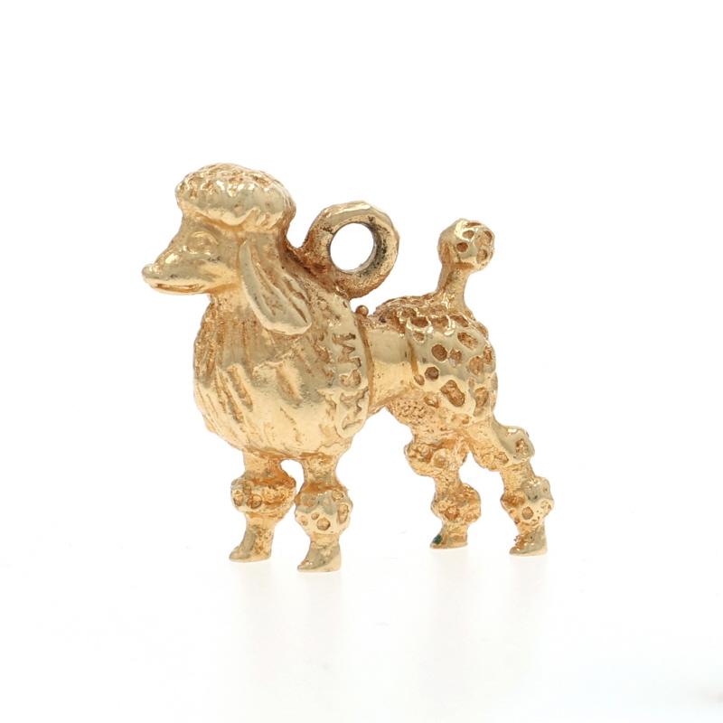 Contenu du métal : Or jaune 14k

Thème : Caniche, chien
Caractéristiques : Détails texturés

Mesures

Hauteur (à partir de l'attache fixe) : 17/32