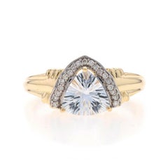 Anello in oro giallo con petalite e diamanti - 14k Fantasy Cut Trillion 1.38ctw