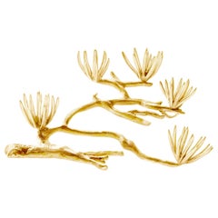 Yellow Gold Pine Brooch by the Artist, Feat in Vogue