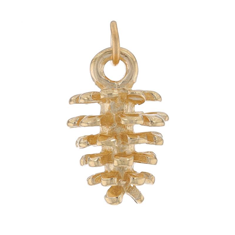 Metal Content: 14k Yellow Gold

Theme: Pine Cone, Conifer, Nature

Measurements

Tall (from stationary bail): 11/16