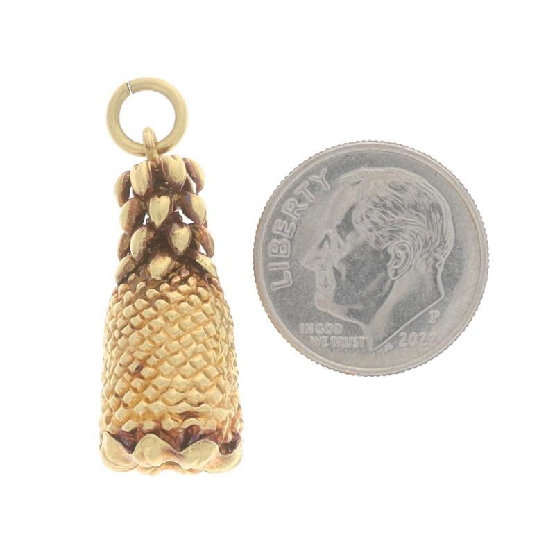 Women's Yellow Gold Pineapple Charm - 18k Tropical Fruit Southern Hospitality Pendant For Sale