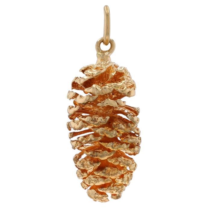 Yellow Gold Pinecone Charm - 14k North Carolina State Pine Tree Nature