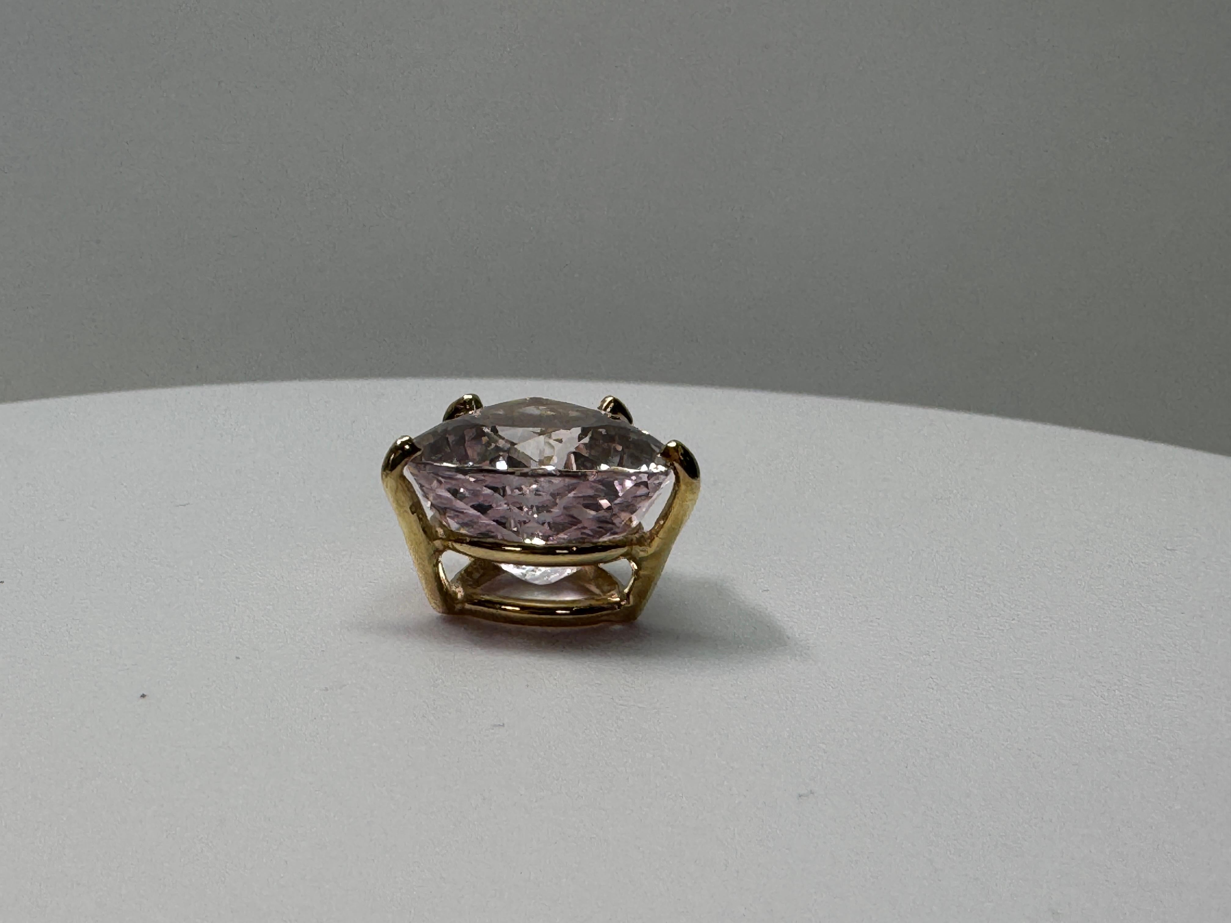 Yellow Gold Pink Morganite Pendant For Sale 4