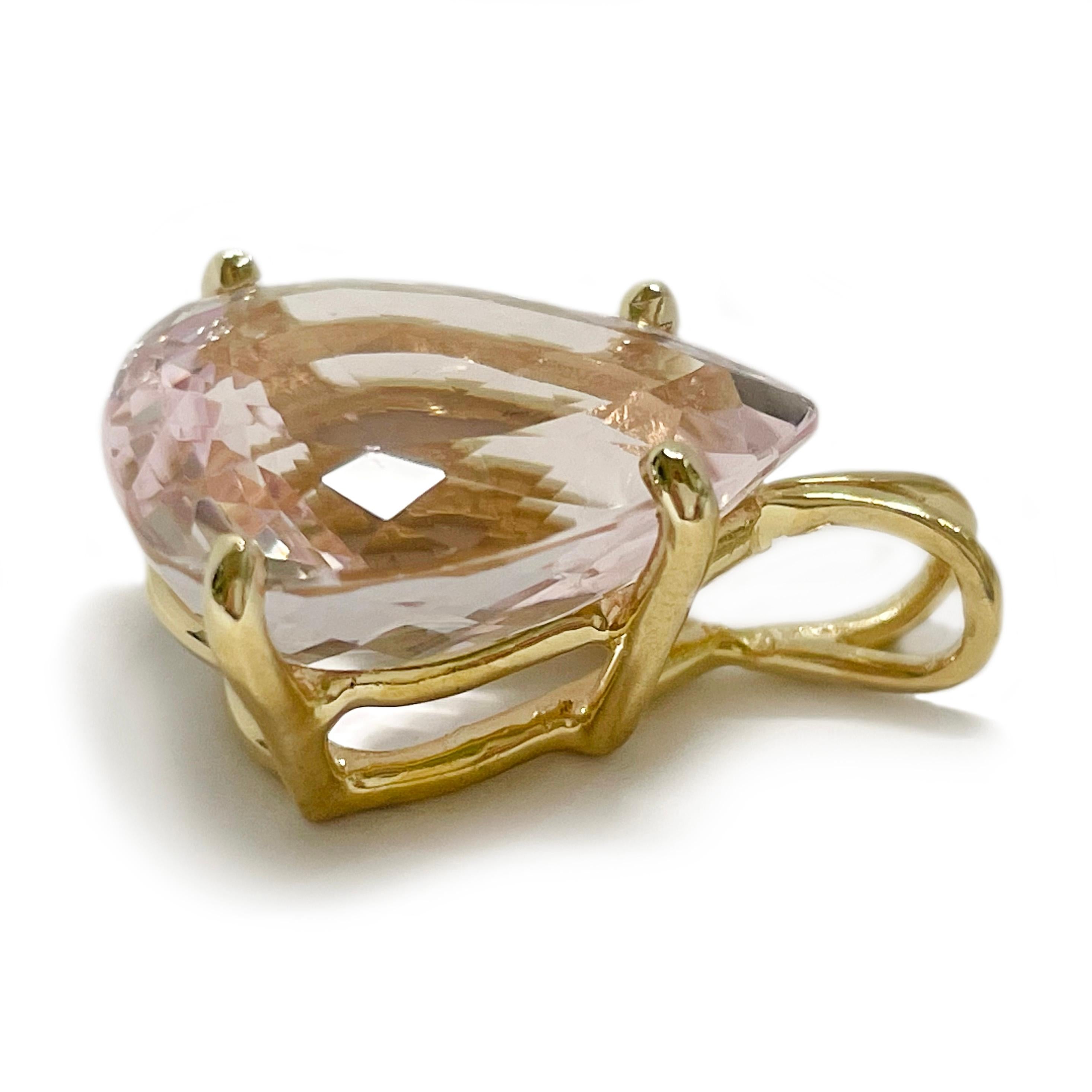Contemporary Yellow Gold Pink Morganite Pendant For Sale