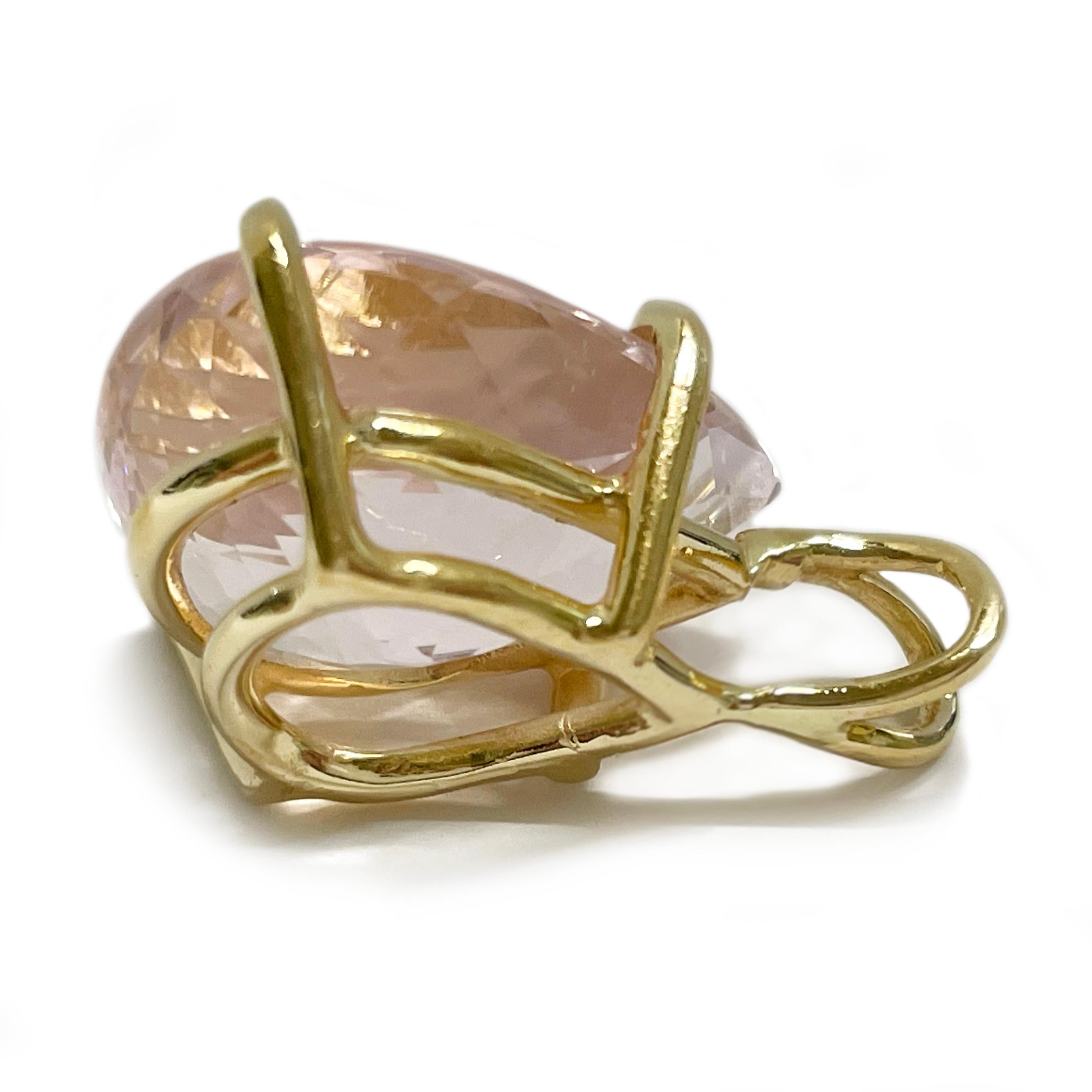 Yellow Gold Pink Morganite Pendant In Good Condition For Sale In Palm Desert, CA