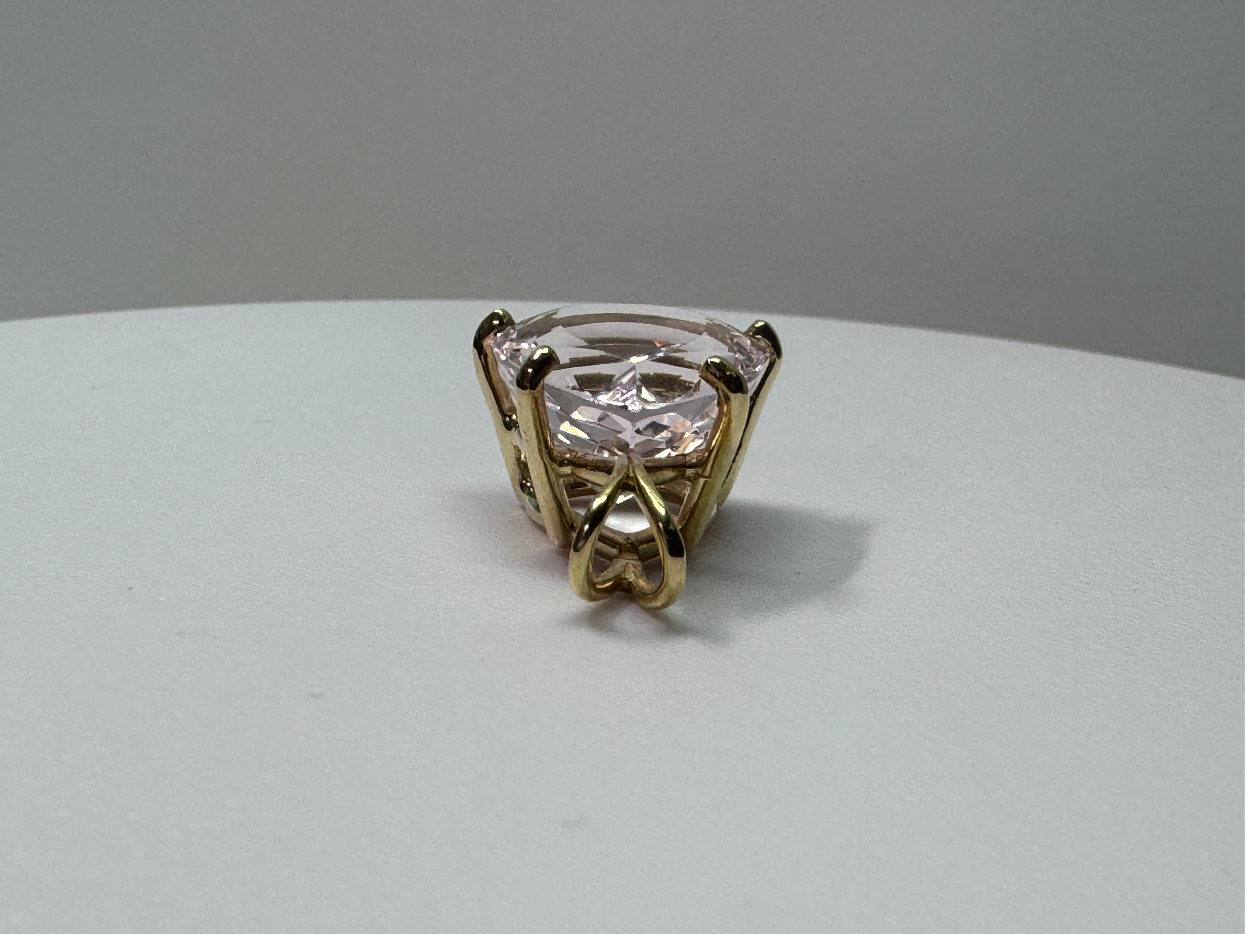 Yellow Gold Pink Morganite Pendant For Sale 2