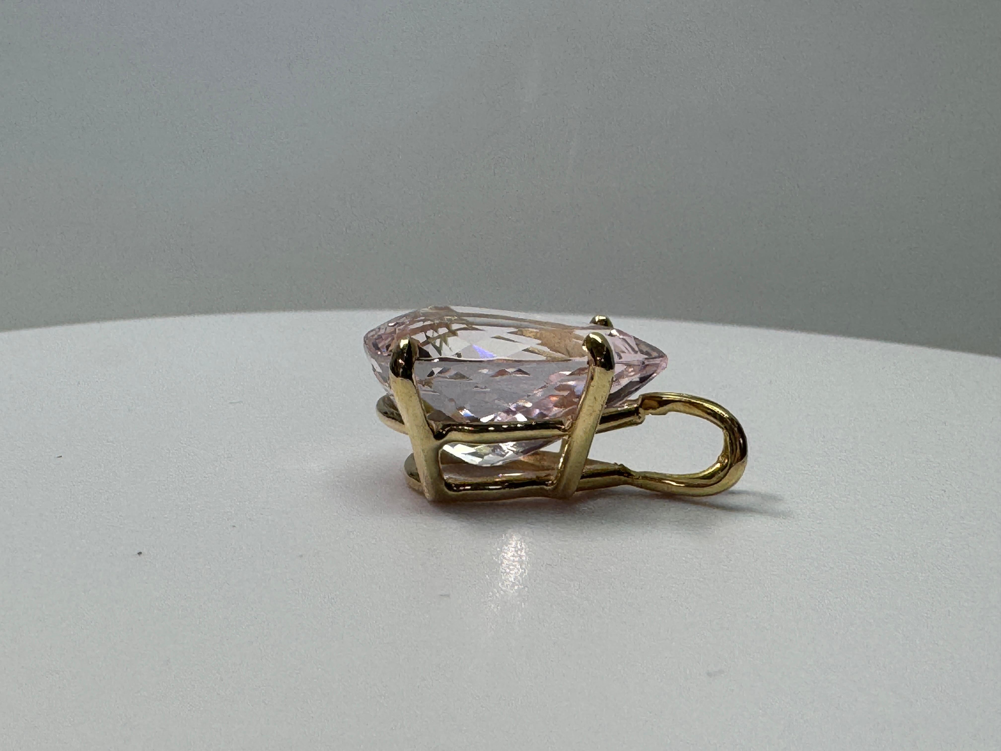 Yellow Gold Pink Morganite Pendant For Sale 3