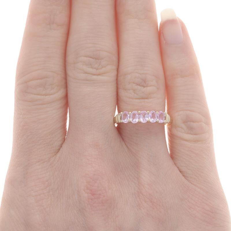 Oval Cut Yellow Gold Pink Sapphire Five-Stone Ring - 10k Oval .90ctw