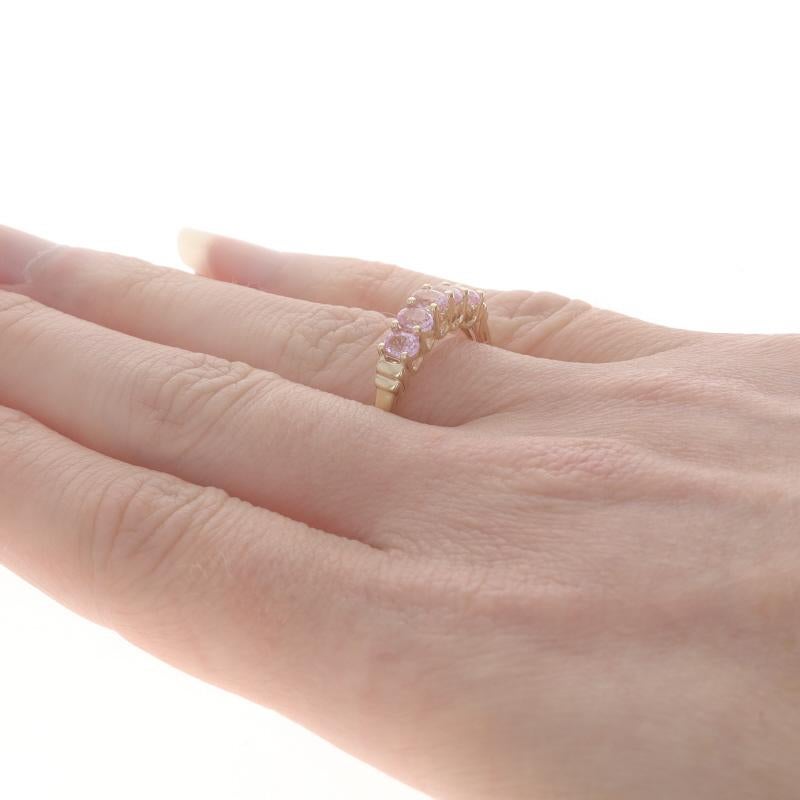 Women's or Men's Yellow Gold Pink Sapphire Five-Stone Ring - 10k Oval .90ctw