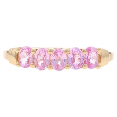 Anello a cinque pietre con zaffiro rosa in oro giallo - 10k Oval .90ctw