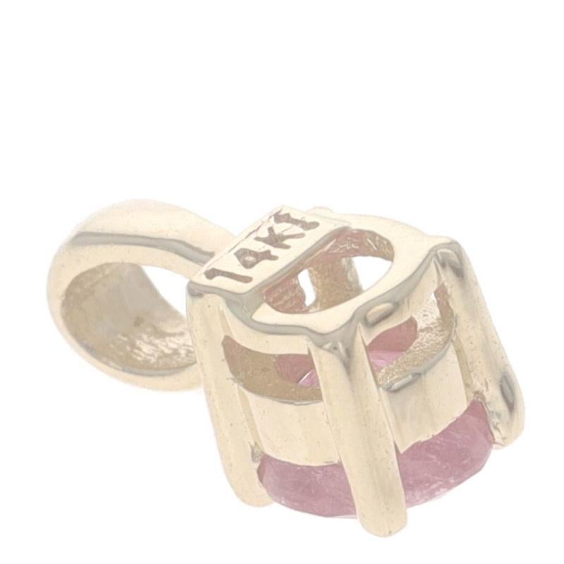 Women's Yellow Gold Pink Sapphire Solitaire Pendant - 14k .36ct For Sale