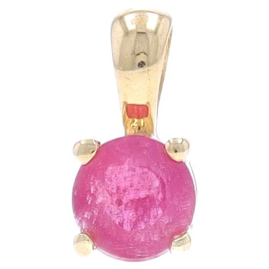 Yellow Gold Pink Sapphire Solitaire Pendant - 14k .36ct For Sale