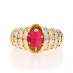 Yellow Gold Pink Spinel Diamond Ring - 14k Oval 2.45ctw