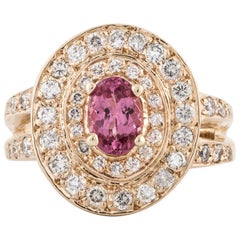Vintage Yellow Gold Pink Spinel Diamond Ring