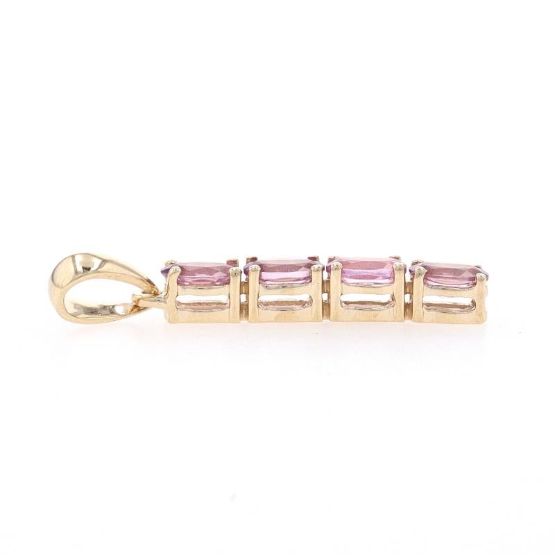 Oval Cut Yellow Gold Pink Spinel Four-Stone Journey Pendant - 10k Oval .80ctw For Sale