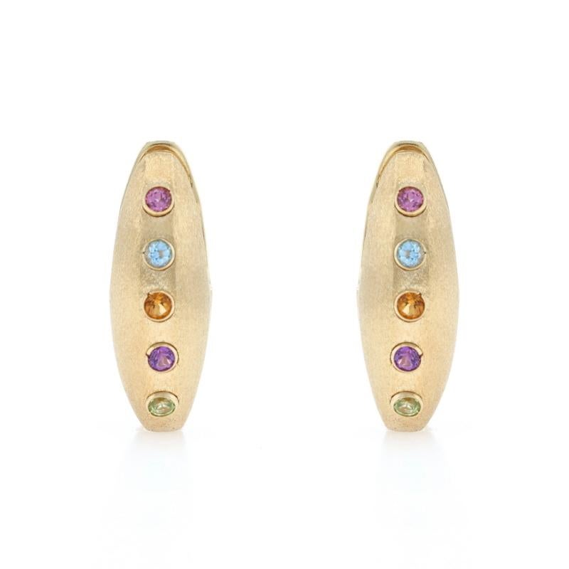 Boucles d'oreilles en or jaune Tourmaline rose Topaze bleue Citrine 14k .42ctw Pierced Excellent état - En vente à Greensboro, NC