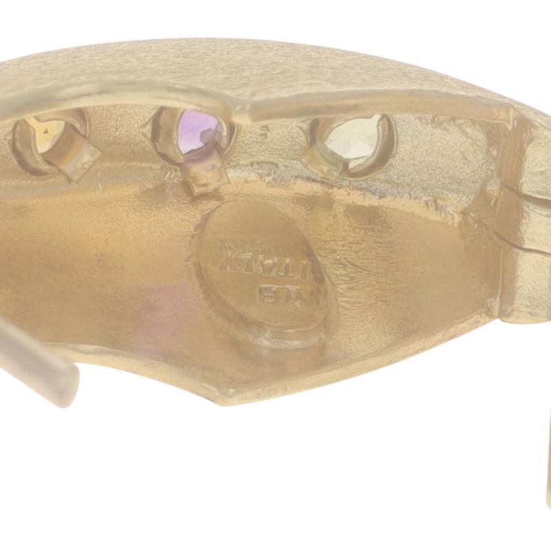 Boucles d'oreilles en or jaune Tourmaline rose Topaze bleue Citrine 14k .42ctw Pierced en vente 1