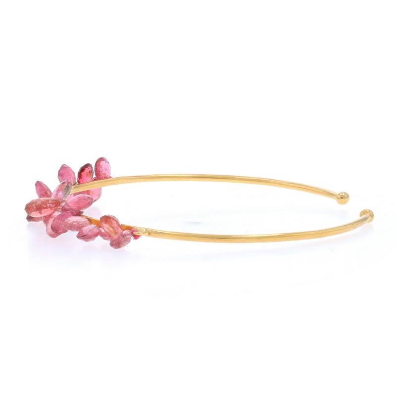 Yellow Gold Pink Tourmaline Cuff Bracelet 7 1/4