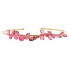 Bracelet manchette en or jaune avec tourmaline rose - Briolette 18k