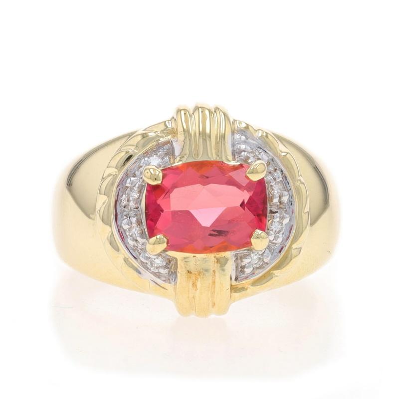 Size: 6
Sizing Fee: Up 2 sizes for $40 or Down 1 size for $30

Metal Content: 14k Yellow Gold & 14k White Gold

Stone Information

Natural Pink Tourmaline
Carat(s): 1.05ct
Cut: Rectangular Cushion

Natural Diamonds
Carat(s): .06ctw
Cut: Round